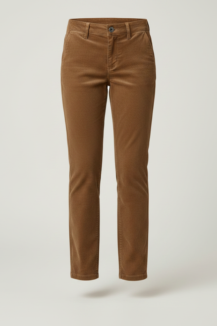 Pantalon Chino Marron Côtelé Droit Enfant - Cordé - vue 3
