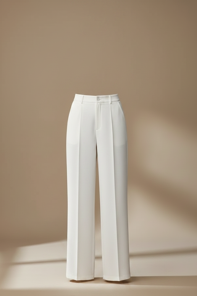 Pantalon Chino Blanc Ample Femme Élégant Fluide - Polyester - vue 3