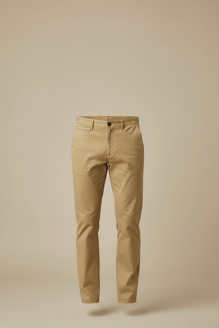 Pantalon Chino Kaki Coton Droit Stretch Homme - vue 3