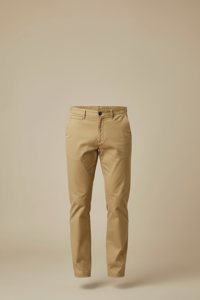 Pantalon Chino Kaki Coton Droit Stretch Homme - vue 3