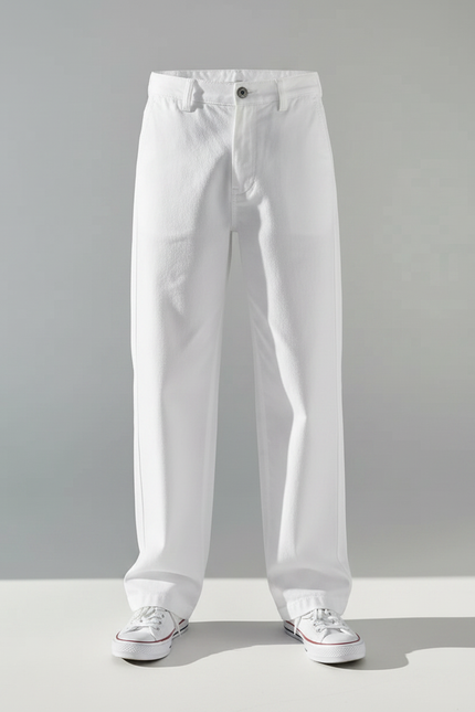 Pantalon Chino Blanc Ample Droit Enfant Coton - vue 3