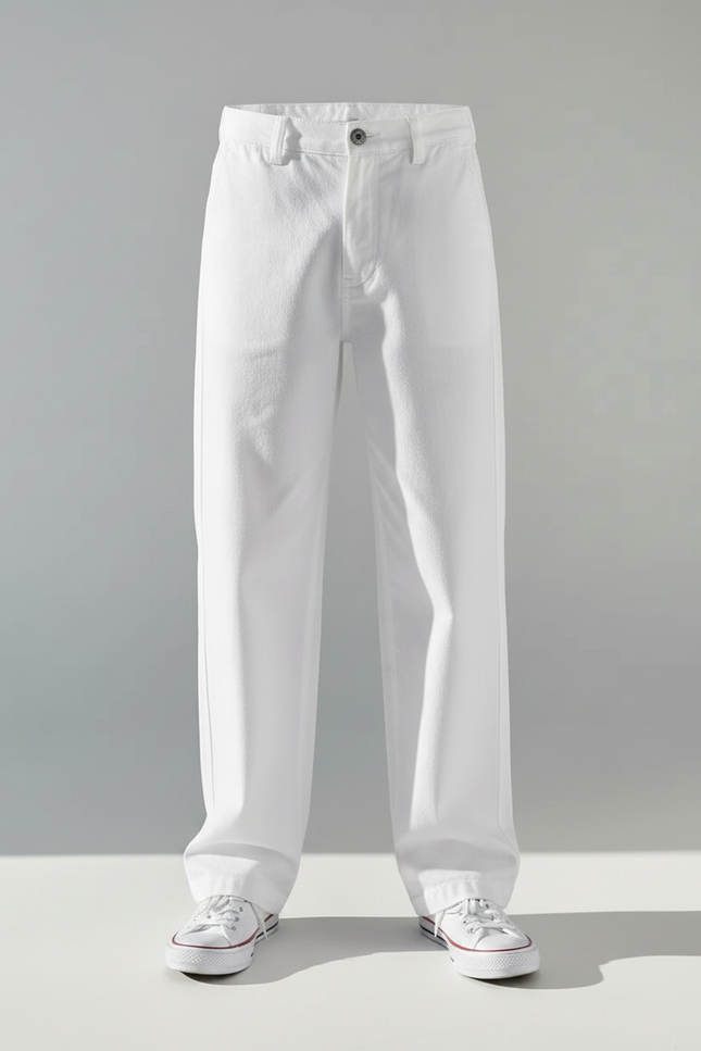 Pantalon Chino Blanc Ample Droit Enfant Coton - vue 3
