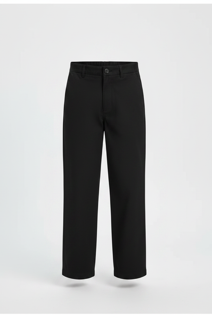 Pantalon Chino Noir Ample Décontracté Enfant Uni - Gabardine - vue 3