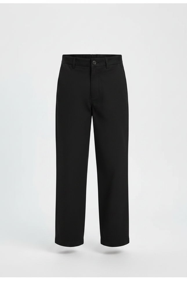 Pantalon Chino Noir Ample Décontracté Enfant Uni - Gabardine - vue 3