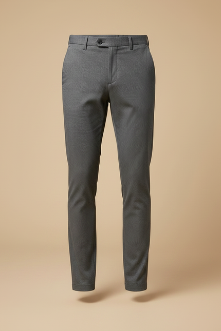 Pantalon Chino Gris Slim Élégant Habillé Micro-Motif - Polyester - vue 3