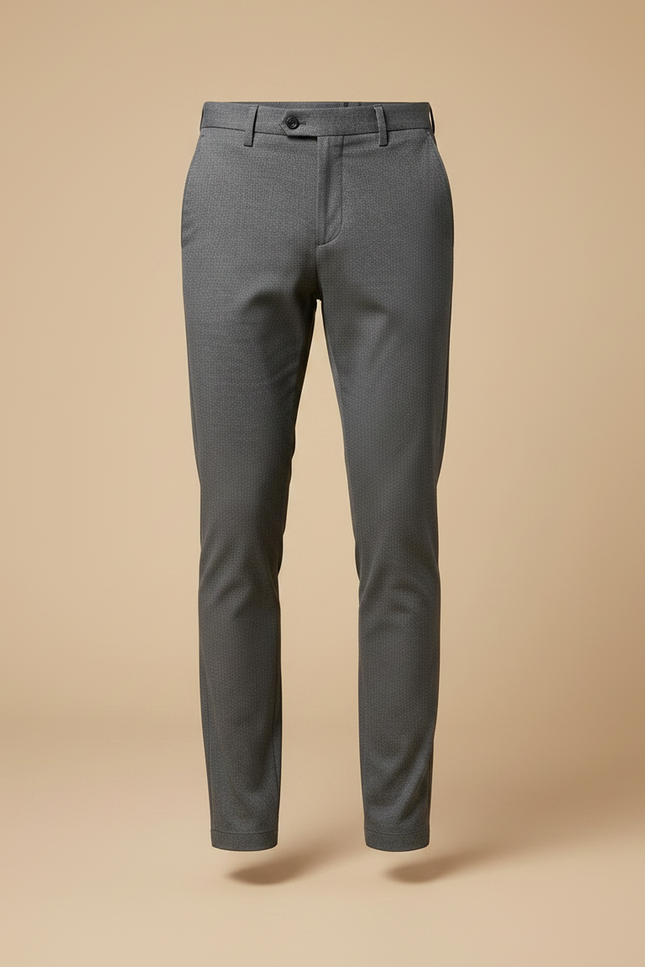 Pantalon Chino Gris Slim Élégant Habillé Micro-Motif - Polyester - vue 3