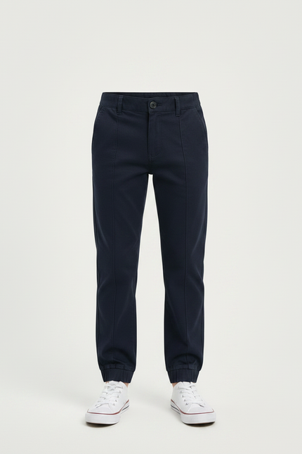 Pantalon Chino Bleu Marine Coton Jogger Enfant - vue 3