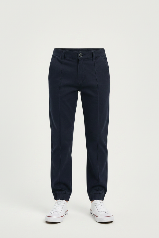 Pantalon Chino Bleu Marine Coton Jogger Enfant - vue 3