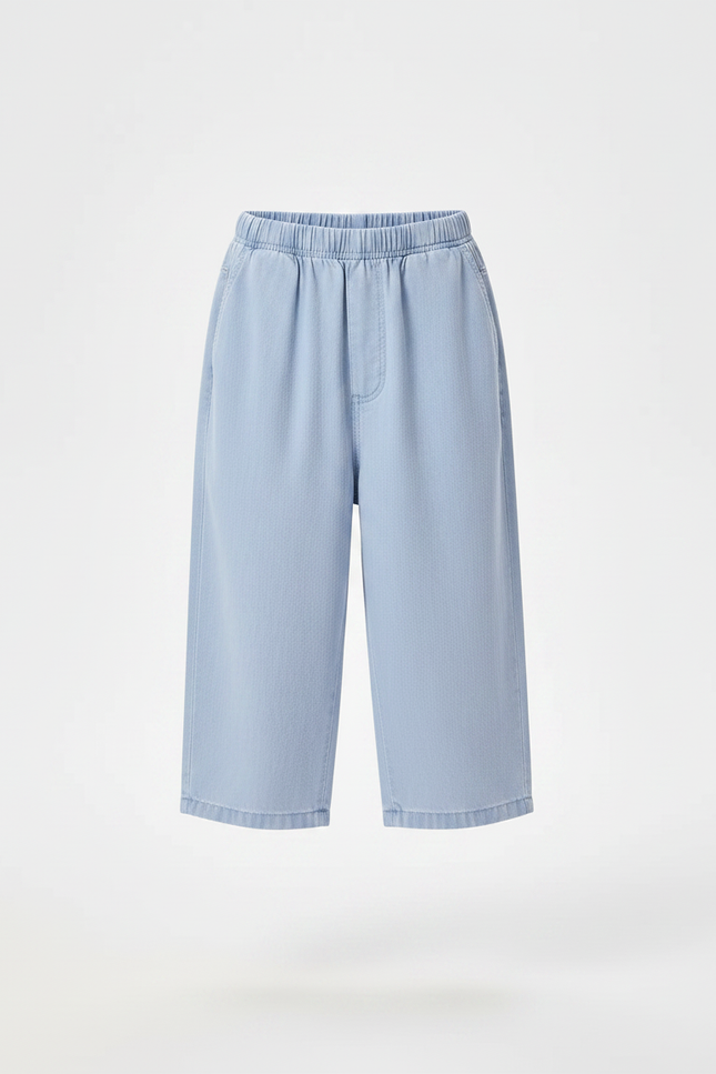Pantalon Chino Bleu Clair Coton Ample Enfant Décontracté - vue 3