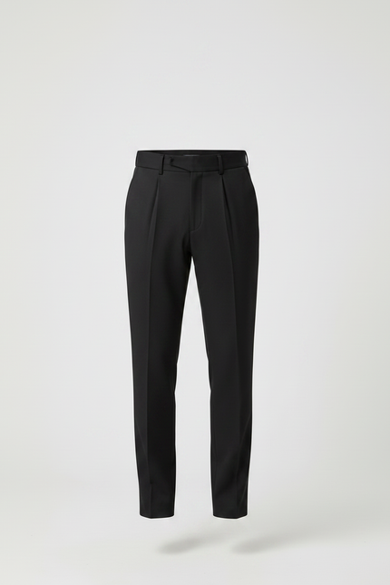 Pantalon Chino Noir Plissé Droit Formel Élégant Homme - Polyester - vue 3