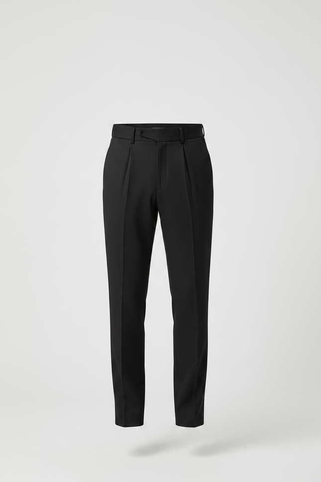 Pantalon Chino Noir Plissé Droit Formel Élégant Homme - Polyester - vue 3