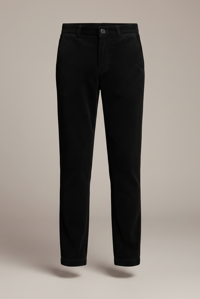 Pantalon Chino Noir Côtelé Ample Enfant Décontracté - Cordé - vue 3