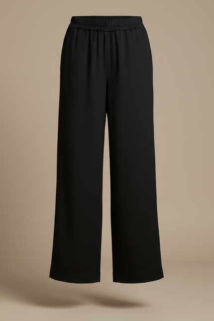 Pantalon Chino Noir Ample Fluide Taille Élastique - Viscose - vue 3