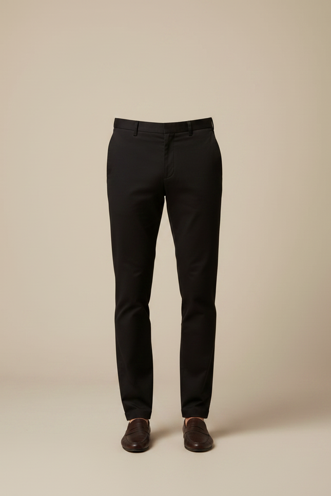 Pantalon Chino Noir Slim Homme Coton Élégant Formel - vue 3