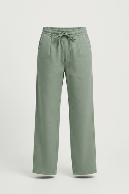 Pantalon Chino Vert Ample Coton Enfant Décontracté - Lin - vue 3