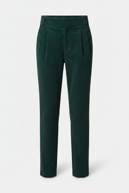 Pantalon Chino Vert Côtelé Plissé Enfant Décontracté - Cordé - vue 3