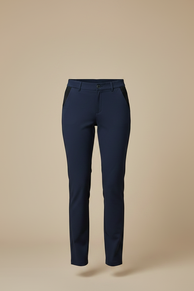 Pantalon Chino Bleu Marine Droit Extensible Élégant Femme - Polyester - vue 3