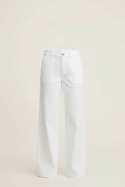 Pantalon Chino Blanc Ample Décontracté Femme - Toile - vue 3