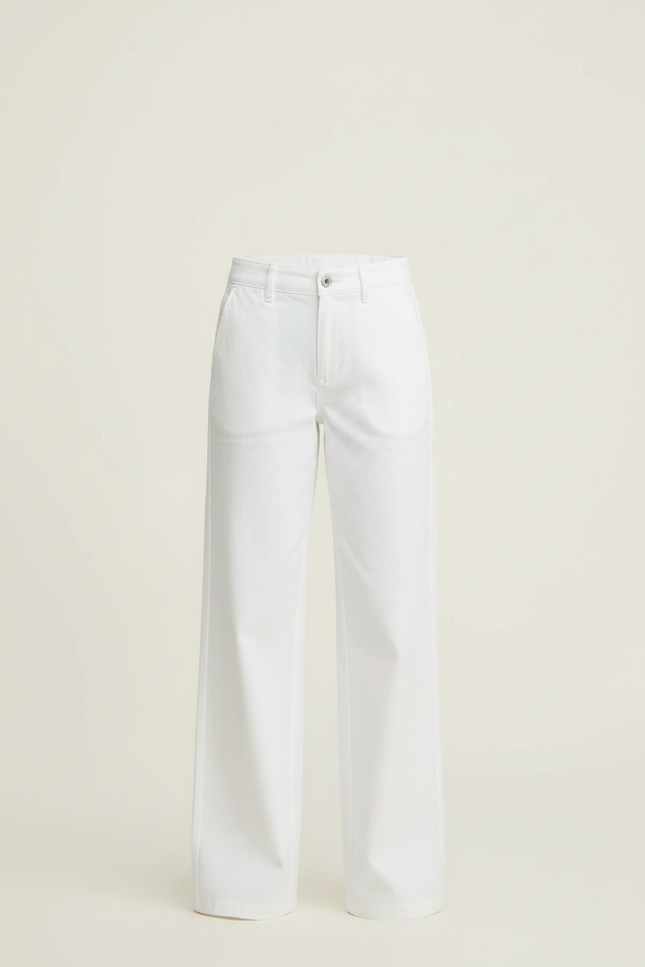 Pantalon Chino Blanc Ample Décontracté Femme - Toile - vue 3