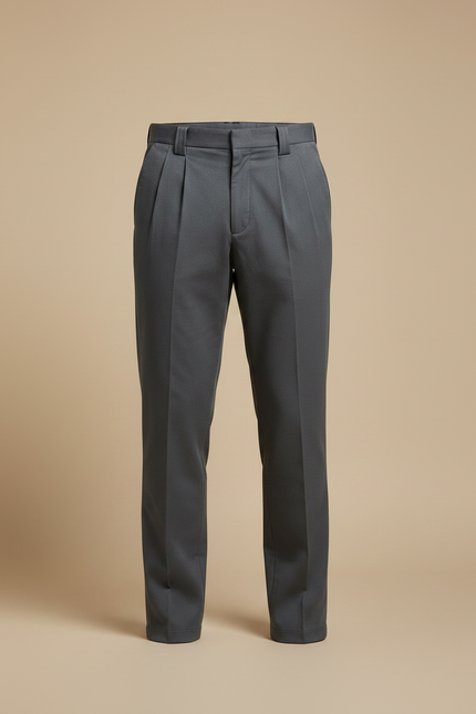Pantalon Chino Homme Gris Plissé Élégant Décontracté - Gabardine - vue 3