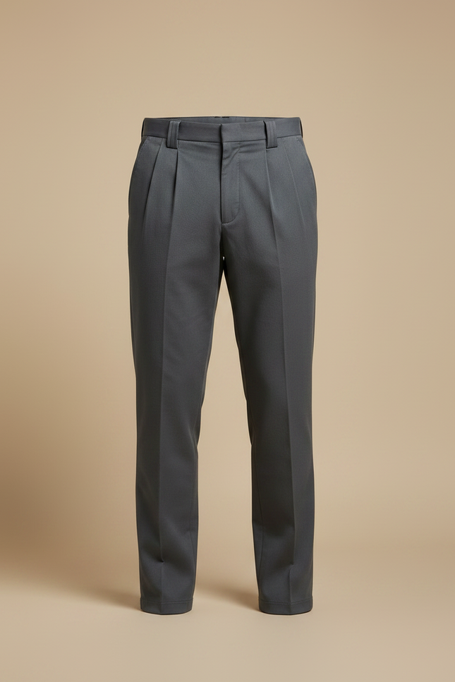 Pantalon Chino Homme Gris Plissé Élégant Décontracté - Gabardine - vue 3