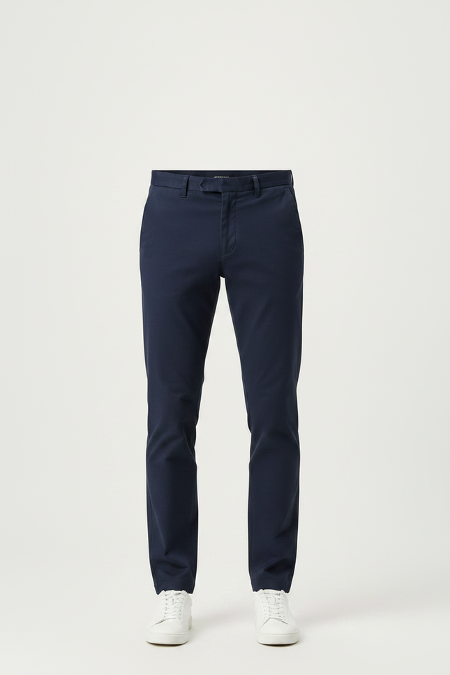 Pantalon Chino Bleu Marine Slim Coton Homme Élégant - vue 3
