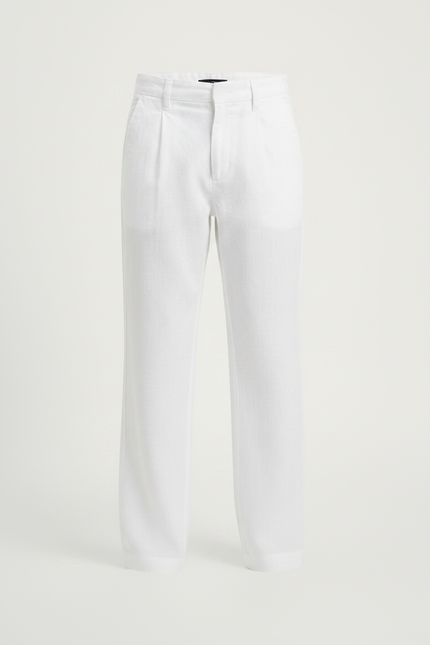 Pantalon Chino Garçon Blanc Large - Lin - vue 3