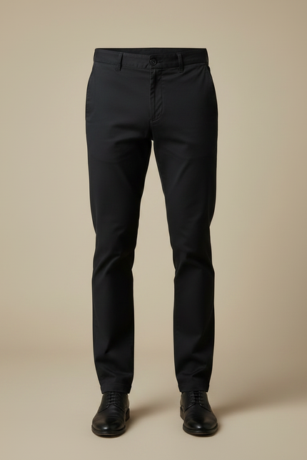 Pantalon Chino Noir Coton Slim Homme Élégant - vue 3