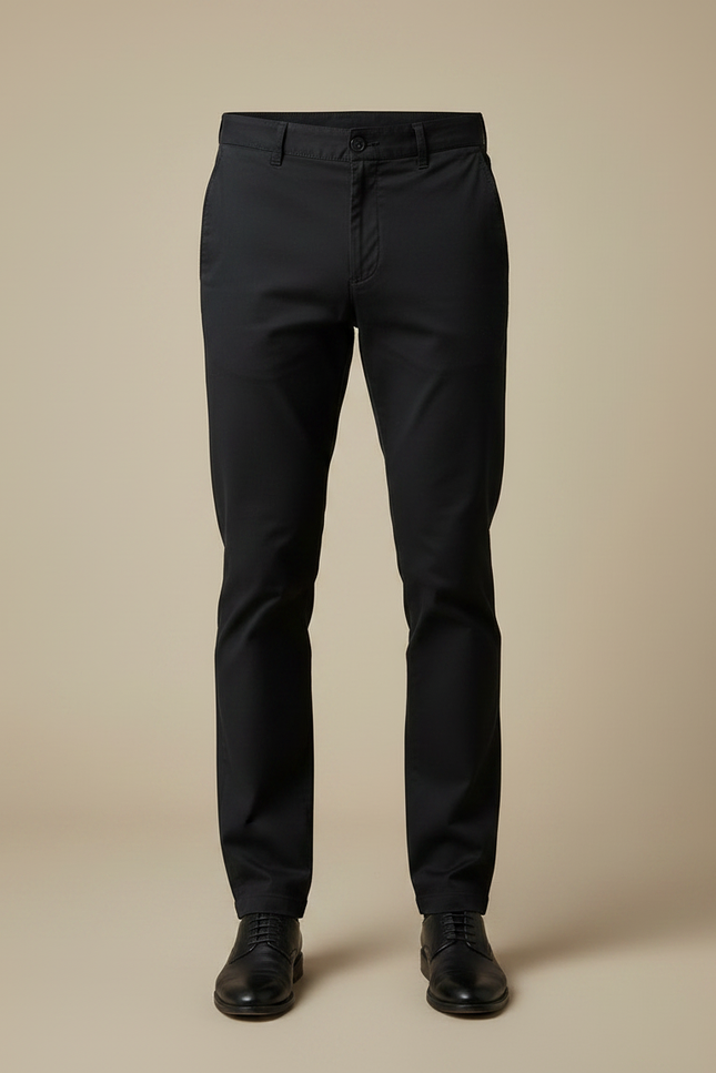 Pantalon Chino Noir Coton Slim Homme Élégant - vue 3