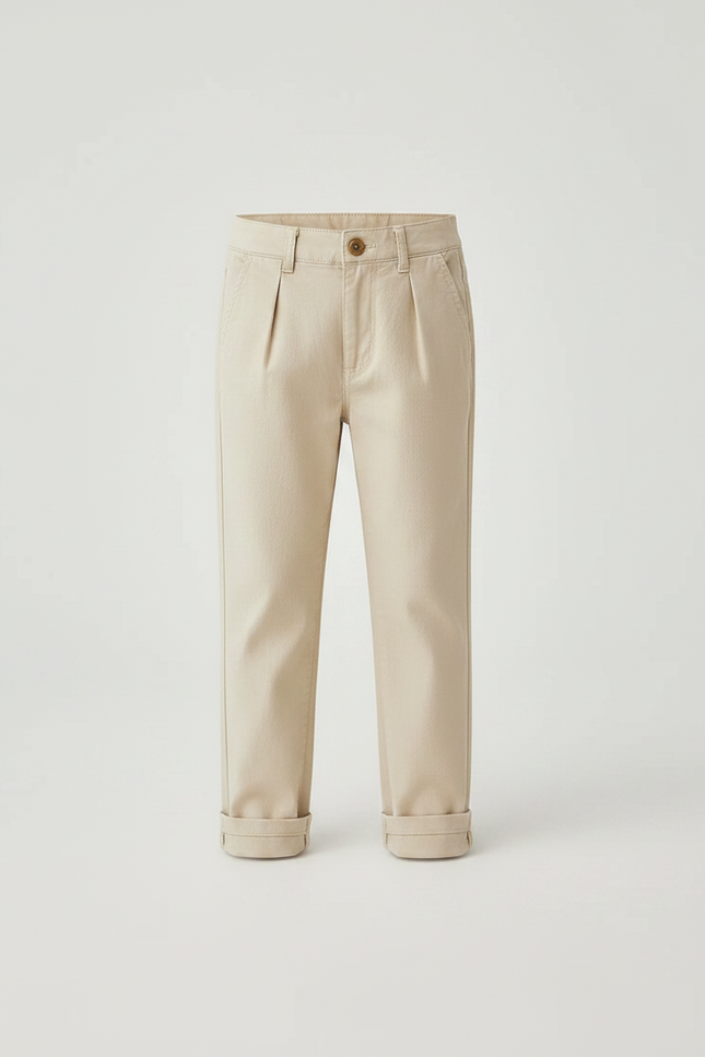 Pantalon Chino Beige Coton Décontracté Enfant - Gabardine - vue 3