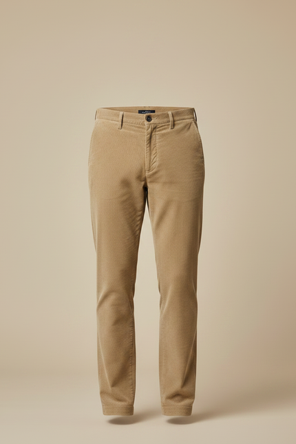Pantalon Chino Beige Côtelé Droit Classique Homme - Cordé - vue 3