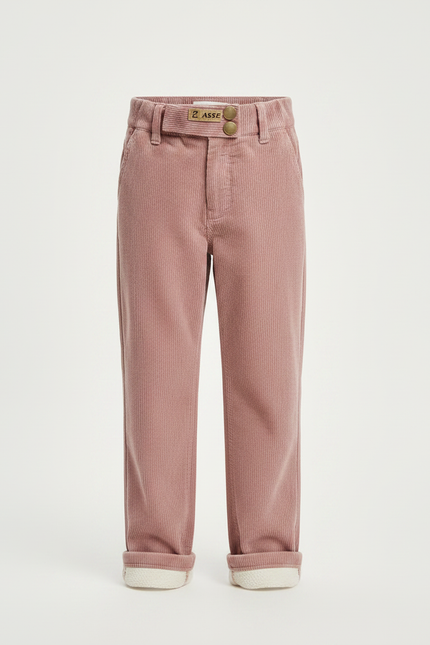Pantalon Chino Rose Côtelé Doublé Chaud Enfant - Cordé - vue 3