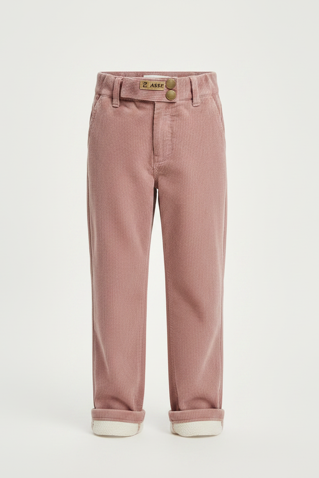 Pantalon Chino Rose Côtelé Doublé Chaud Enfant - Cordé - vue 3