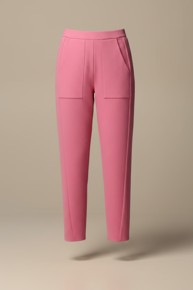 Pantalon Chino Rose Fuchsia Cropped Décontracté Femme - Tweed - vue 3
