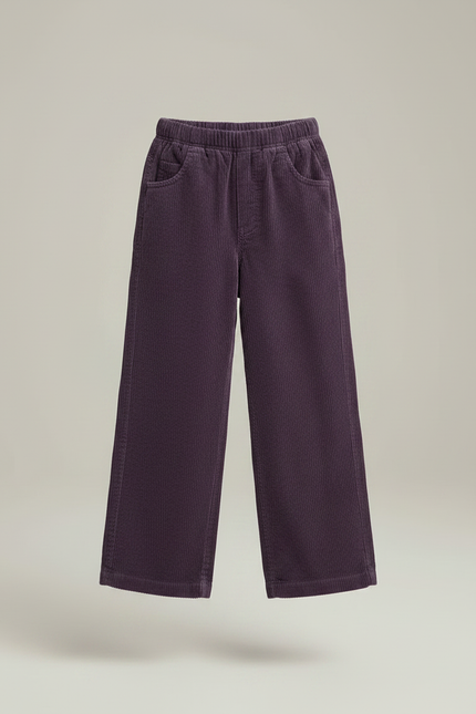 Pantalon Chino Violet Côtelé Ample Décontracté Enfant - Cordé - vue 3
