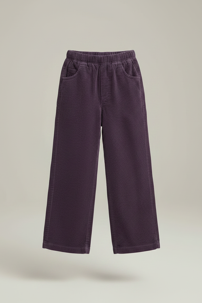 Pantalon Chino Violet Côtelé Ample Décontracté Enfant - Cordé - vue 3
