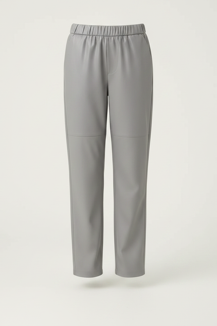 Pantalon Chino Gris Similicuir Élastique Ample Fille - Simili cuir - vue 3