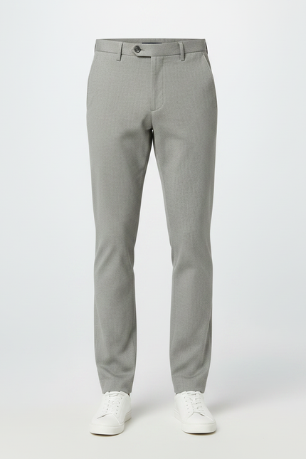 Pantalon Chino Gris Clair Texturé Slim Moderne - Polyester - vue 3