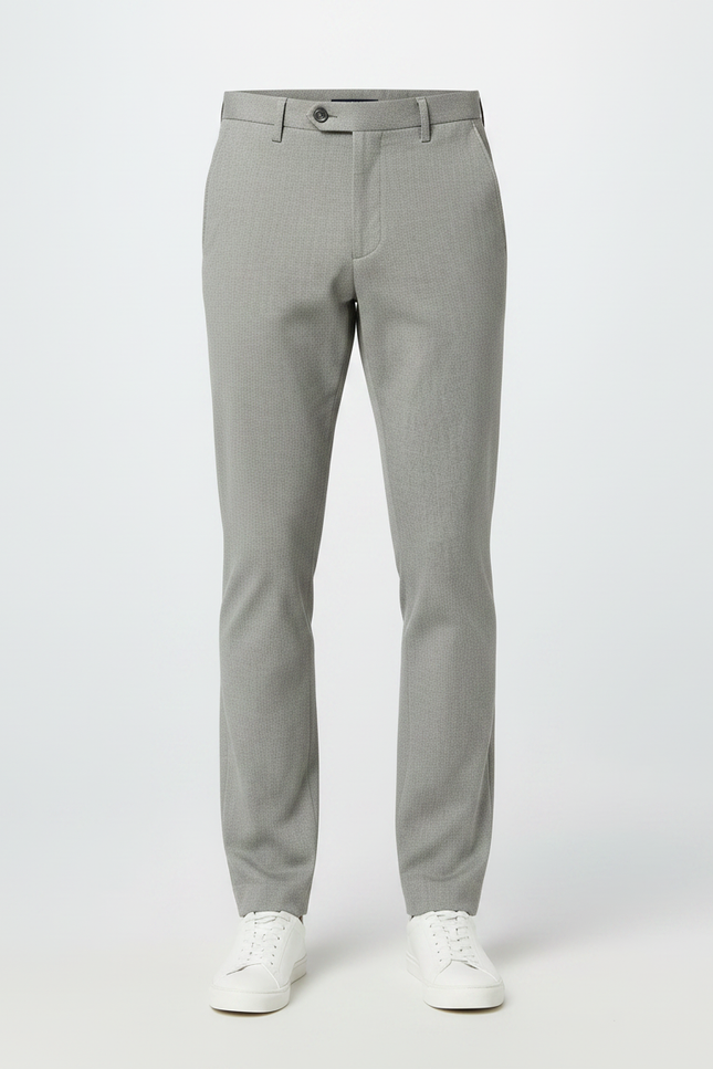 Pantalon Chino Gris Clair Texturé Slim Moderne - Polyester - vue 3