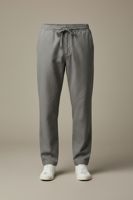 Pantalon Chino Gris Cordon Décontracté Homme Coton - vue 3