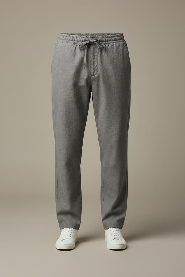 Pantalon Chino Gris Cordon Décontracté Homme Coton - vue 3