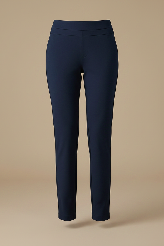 Pantalon Chino Bleu Marine Élastique Coupe Droite Élégant Femme - Gabardine - vue 3