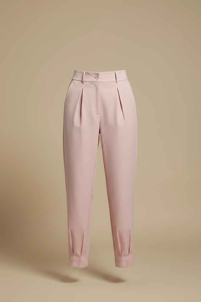Pantalon Chino Rose Plissé Tapered Décontracté Femme - Gabardine - vue 3