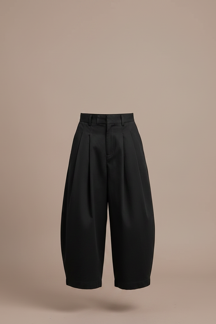 Pantalon Chino Noir Ample Plissé Coton Enfant - vue 3