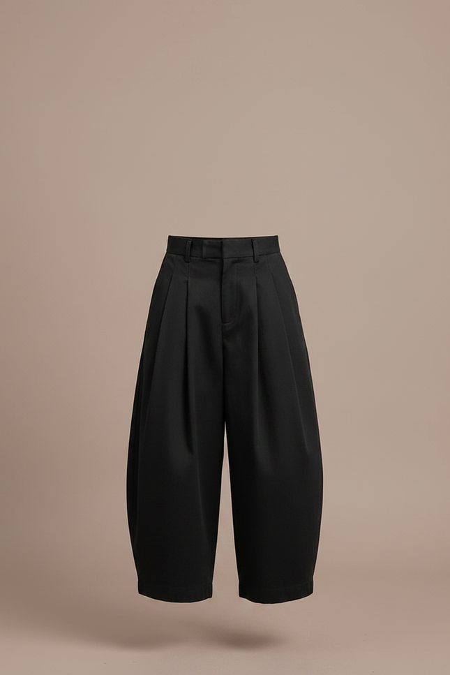 Pantalon Chino Noir Ample Plissé Coton Enfant - vue 3