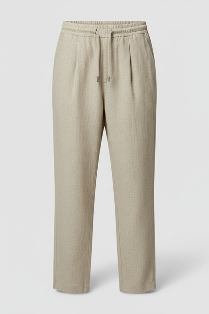 Pantalon Chino Beige Cordon Décontracté Lin Coton Homme - vue 3