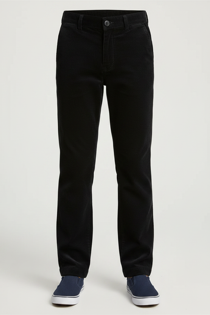 Pantalon Chino Noir Velours Côtelé Droit Garçon - Cordé - vue 3
