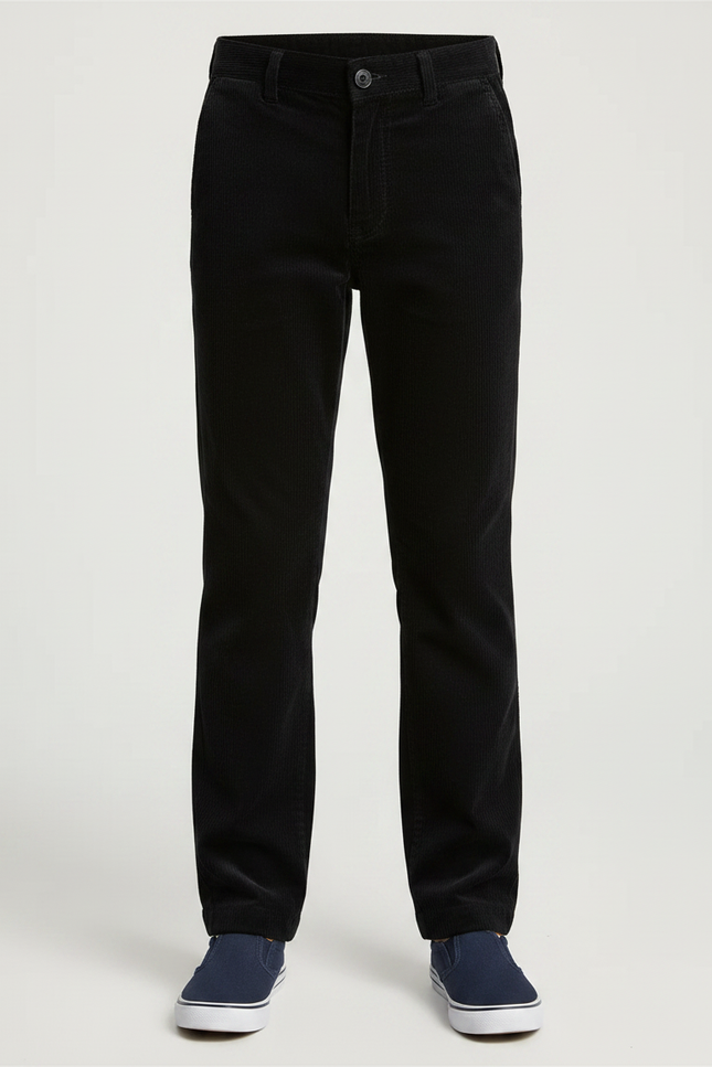 Pantalon Chino Noir Velours Côtelé Droit Garçon - Cordé - vue 3
