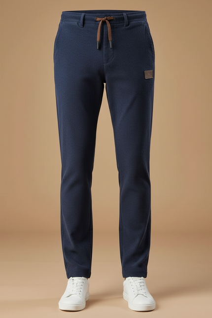 Pantalon Chino Bleu Marine Côtelé Droit Cordon Homme - Cordé - vue 3
