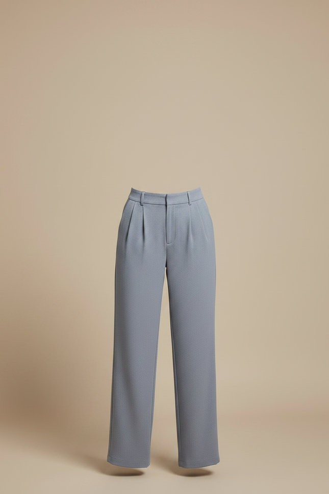 Pantalon Chino Femme Plissé Ample Bleu Décontracté - Polyester - vue 3